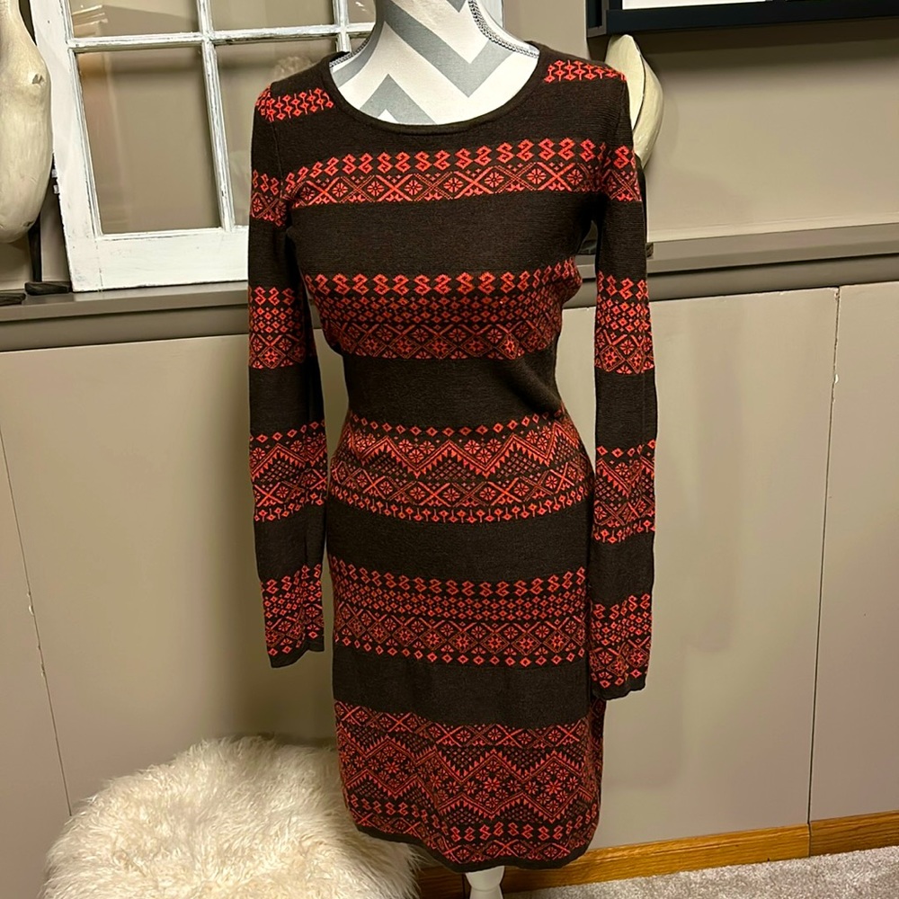 KRIMSON KLOVER Wool Dress, Orange/Brown, Small